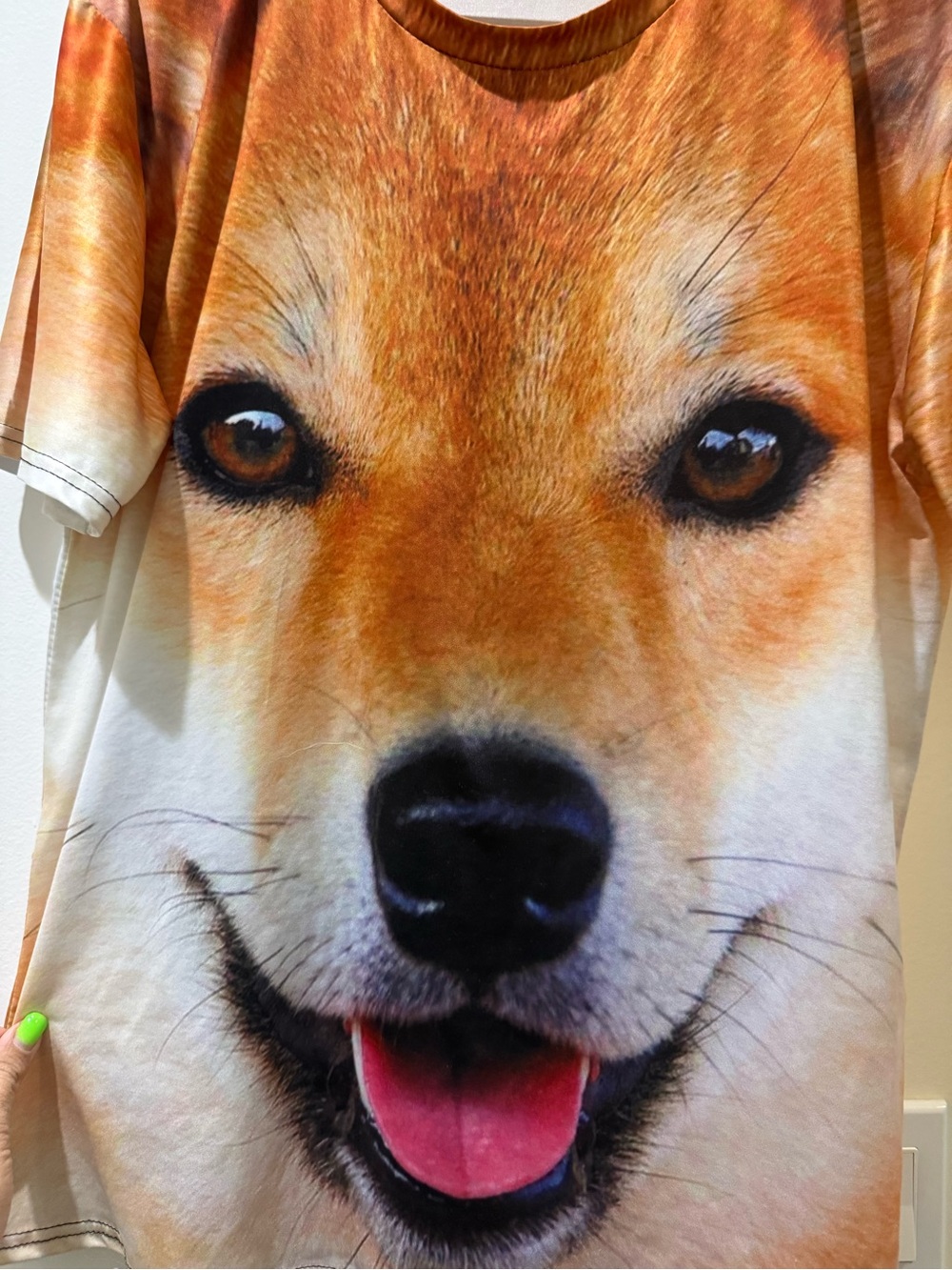 Unisex Shiba Inu Dog Face Graphic T-Shirt, size L